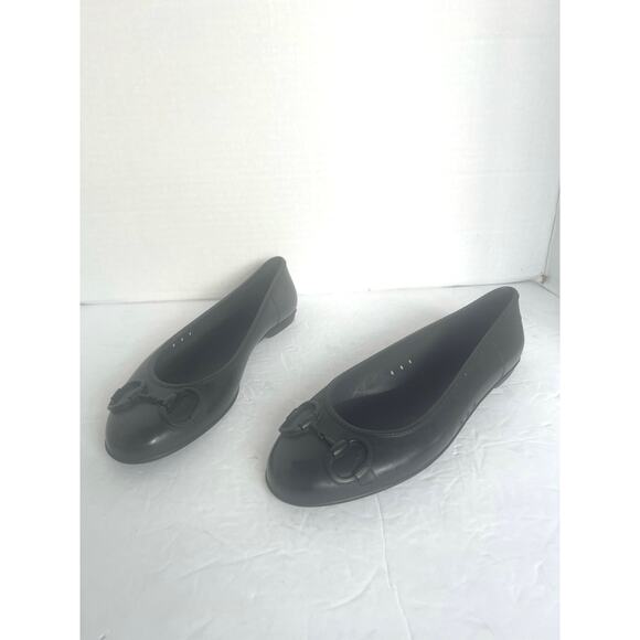 Gucci Authentic Embossed Black Rubber Horsebit Slip On Ballet Flats Size 8 - Picture 3 of 14